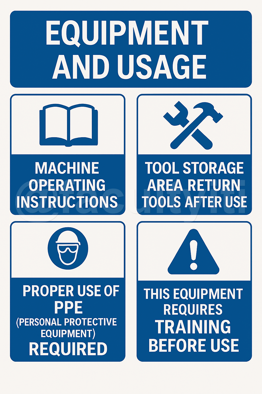 General Information Signs for Equipment and Usage
