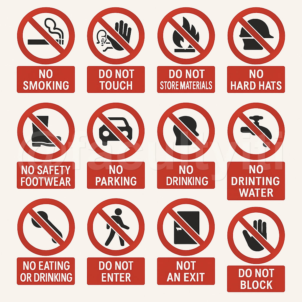 Prohibition Signs for Workshop Safety